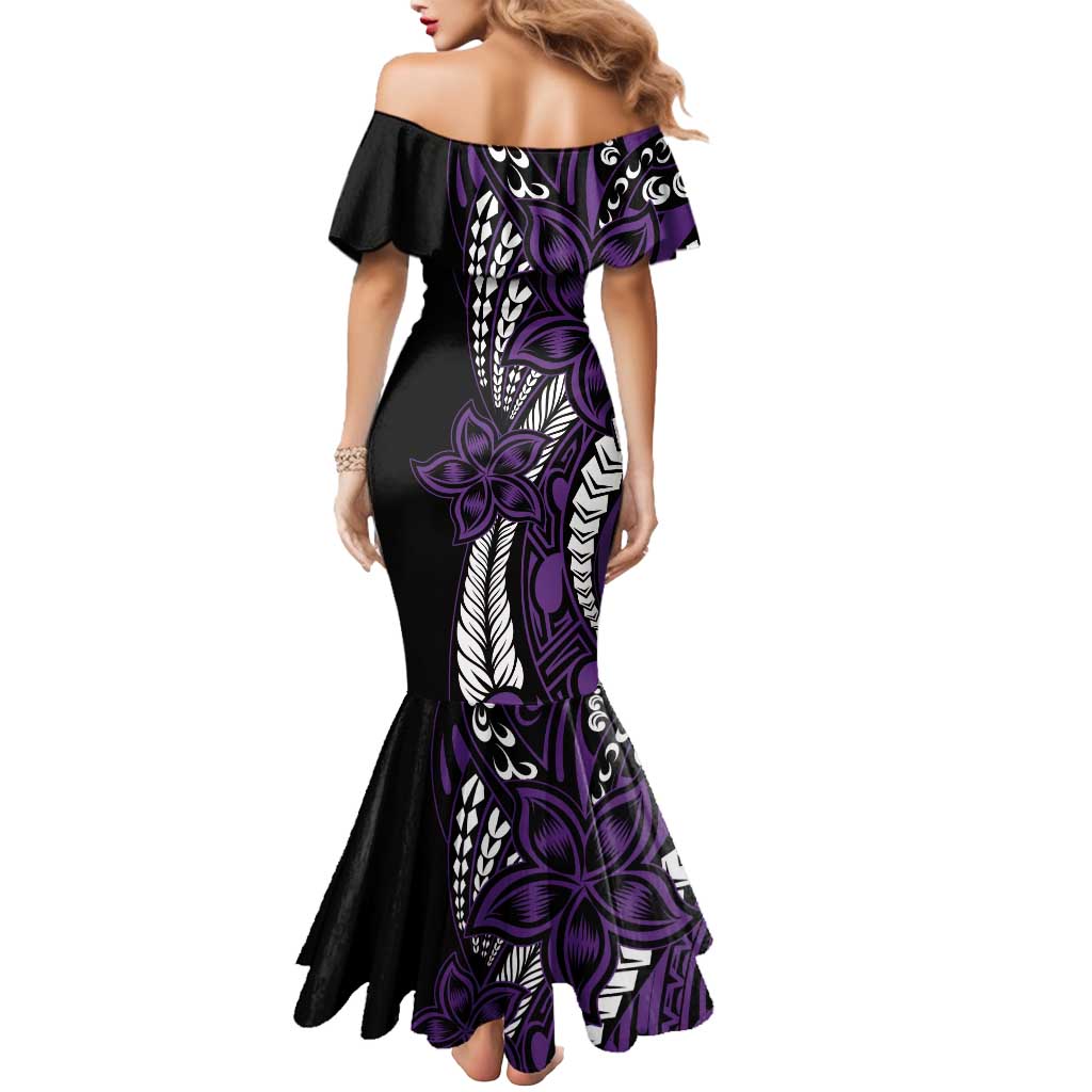 Polynesian Plumeria Floral Tattoo Pattern Mermaid Dress Purple Style LT9 - Polynesian Pride