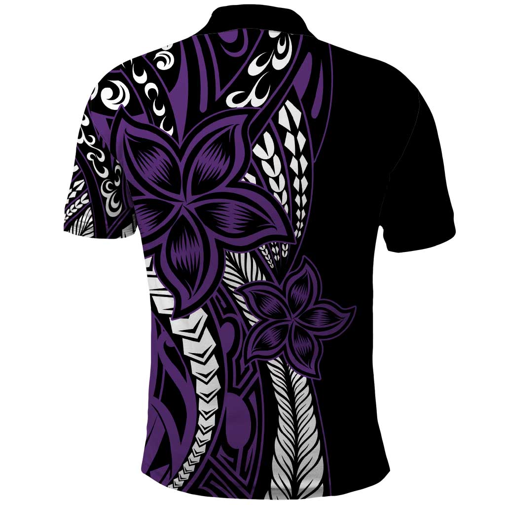 Polynesian Plumeria Floral Tattoo Pattern Polo Shirt Purple Style