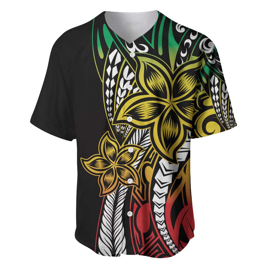 Polynesian Plumeria Floral Tattoo Pattern Baseball Jersey Reggae Style LT9 Reggae - Polynesian Pride