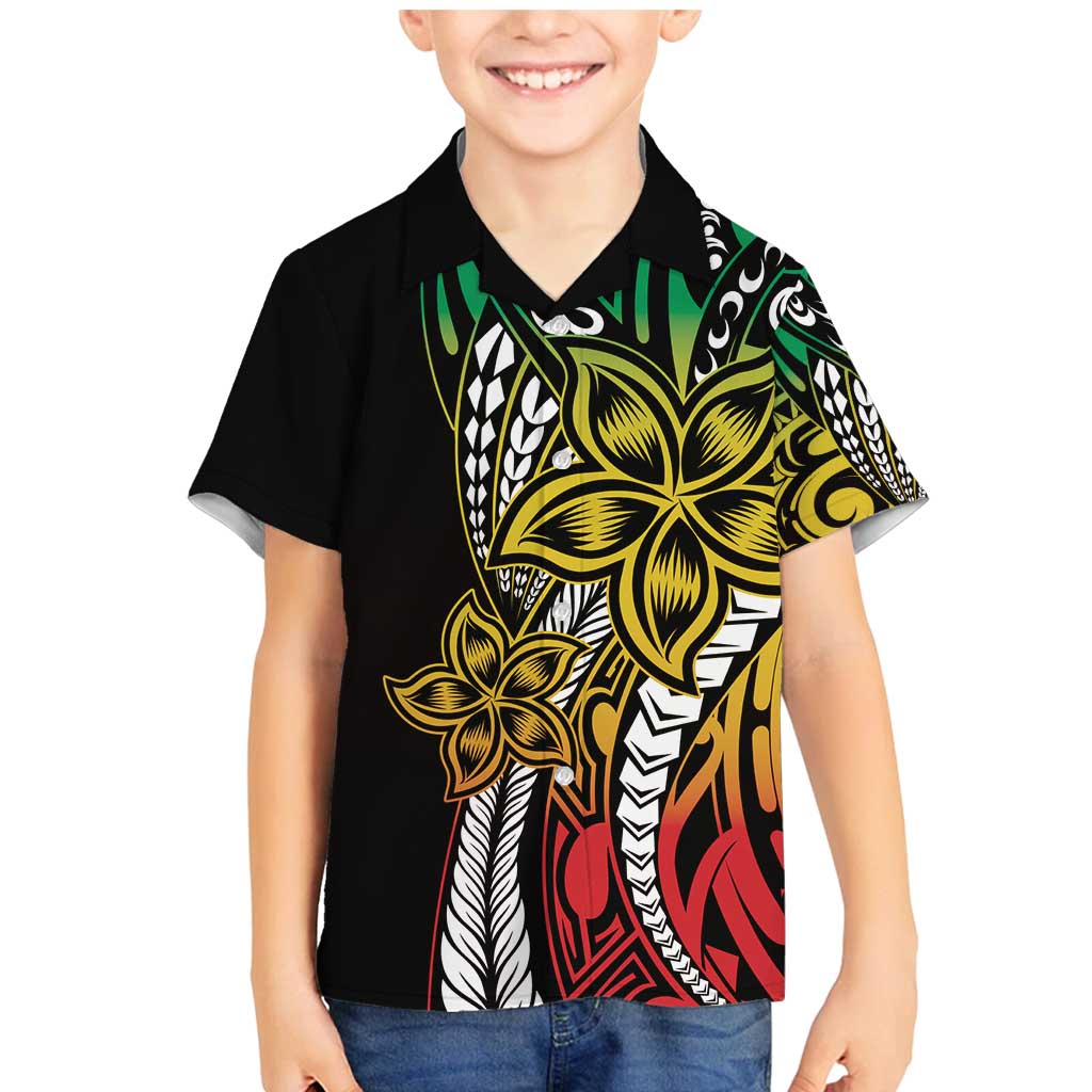 Polynesian Plumeria Floral Tattoo Pattern Family Matching Mermaid Dress and Hawaiian Shirt Reggae Style