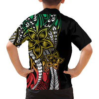 Polynesian Plumeria Floral Tattoo Pattern Family Matching Off The Shoulder Long Sleeve Dress and Hawaiian Shirt Reggae Style LT9 - Polynesian Pride