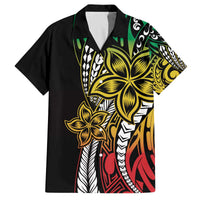 Polynesian Plumeria Floral Tattoo Pattern Family Matching Off The Shoulder Long Sleeve Dress and Hawaiian Shirt Reggae Style LT9 Dad's Shirt - Short Sleeve Reggae - Polynesian Pride