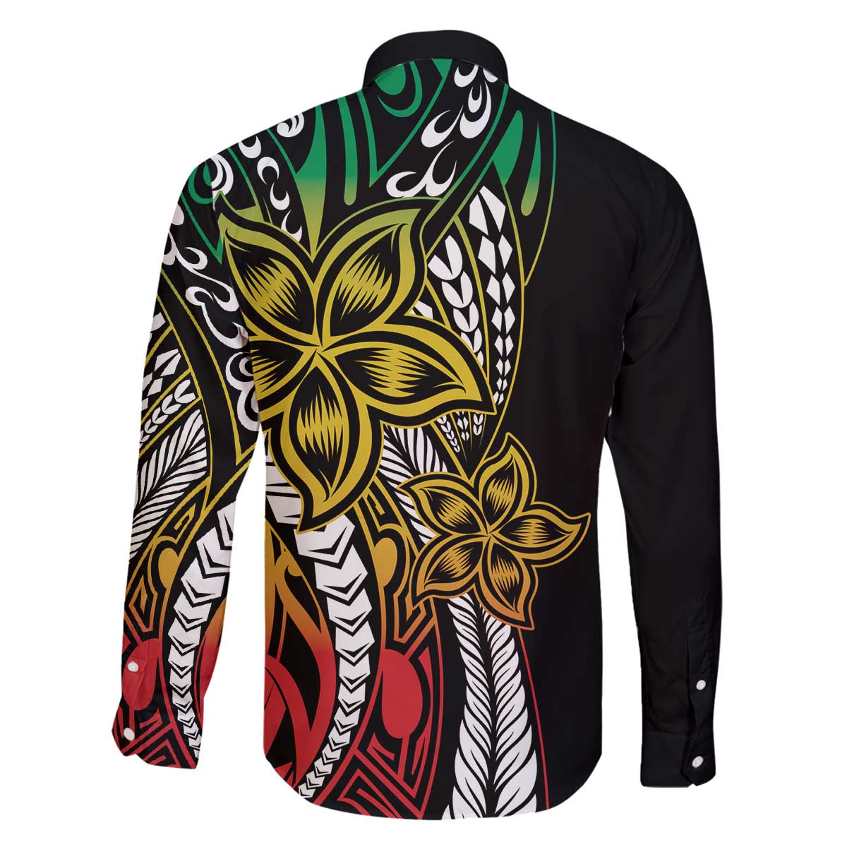 Polynesian Plumeria Floral Tattoo Pattern Family Matching Off The Shoulder Long Sleeve Dress and Hawaiian Shirt Reggae Style LT9 - Polynesian Pride