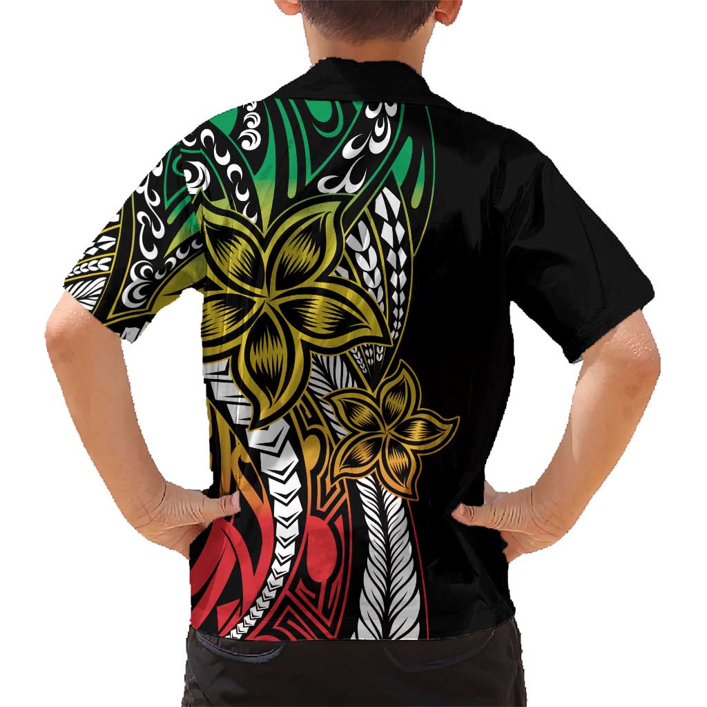 Polynesian Plumeria Floral Tattoo Pattern Family Matching Short Sleeve Bodycon Dress and Hawaiian Shirt Reggae Style LT9 - Polynesian Pride