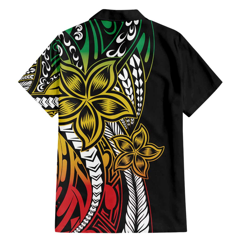 Polynesian Plumeria Floral Tattoo Pattern Family Matching Short Sleeve Bodycon Dress and Hawaiian Shirt Reggae Style LT9 - Polynesian Pride