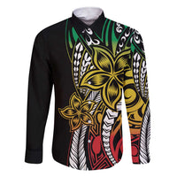 Polynesian Plumeria Floral Tattoo Pattern Family Matching Short Sleeve Bodycon Dress and Hawaiian Shirt Reggae Style LT9 Dad's Shirt - Long Sleeve Reggae - Polynesian Pride