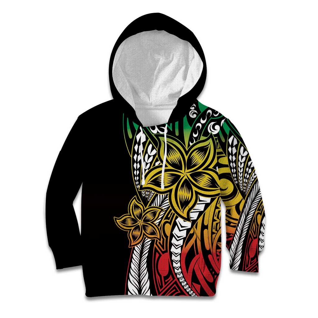 Polynesian Plumeria Floral Tattoo Pattern Kid Hoodie Reggae Style LT9 Hoodie Reggae - Polynesian Pride