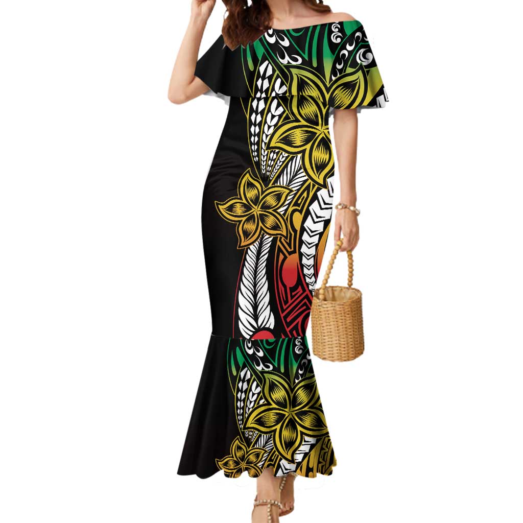 Polynesian Plumeria Floral Tattoo Pattern Mermaid Dress Reggae Style LT9 Women Reggae - Polynesian Pride