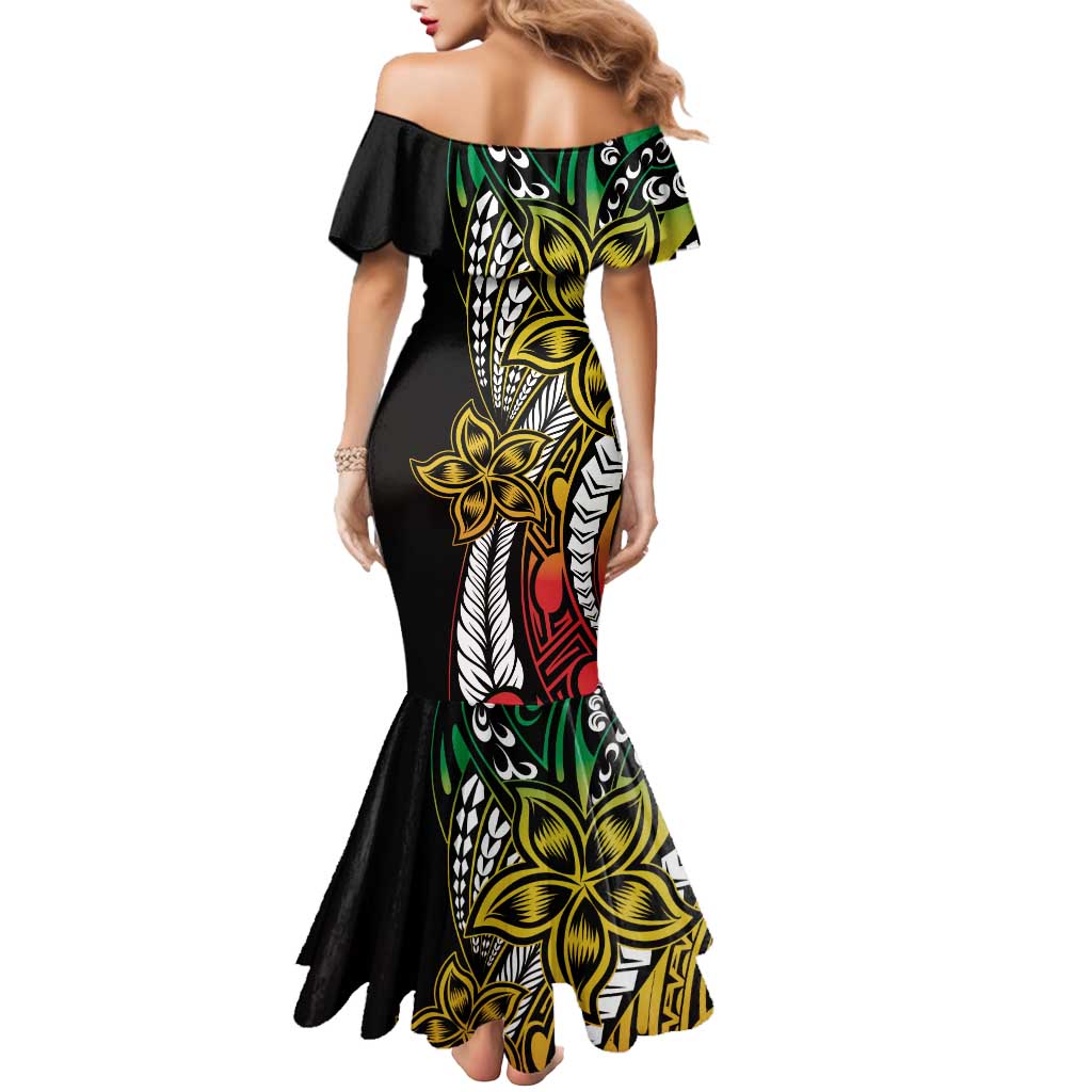 Polynesian Plumeria Floral Tattoo Pattern Mermaid Dress Reggae Style
