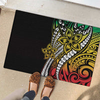Polynesian Plumeria Floral Tattoo Pattern Rubber Doormat Reggae Style