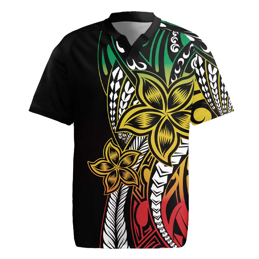 Polynesian Plumeria Floral Tattoo Pattern Rugby Jersey Reggae Style LT9 Reggae - Polynesian Pride