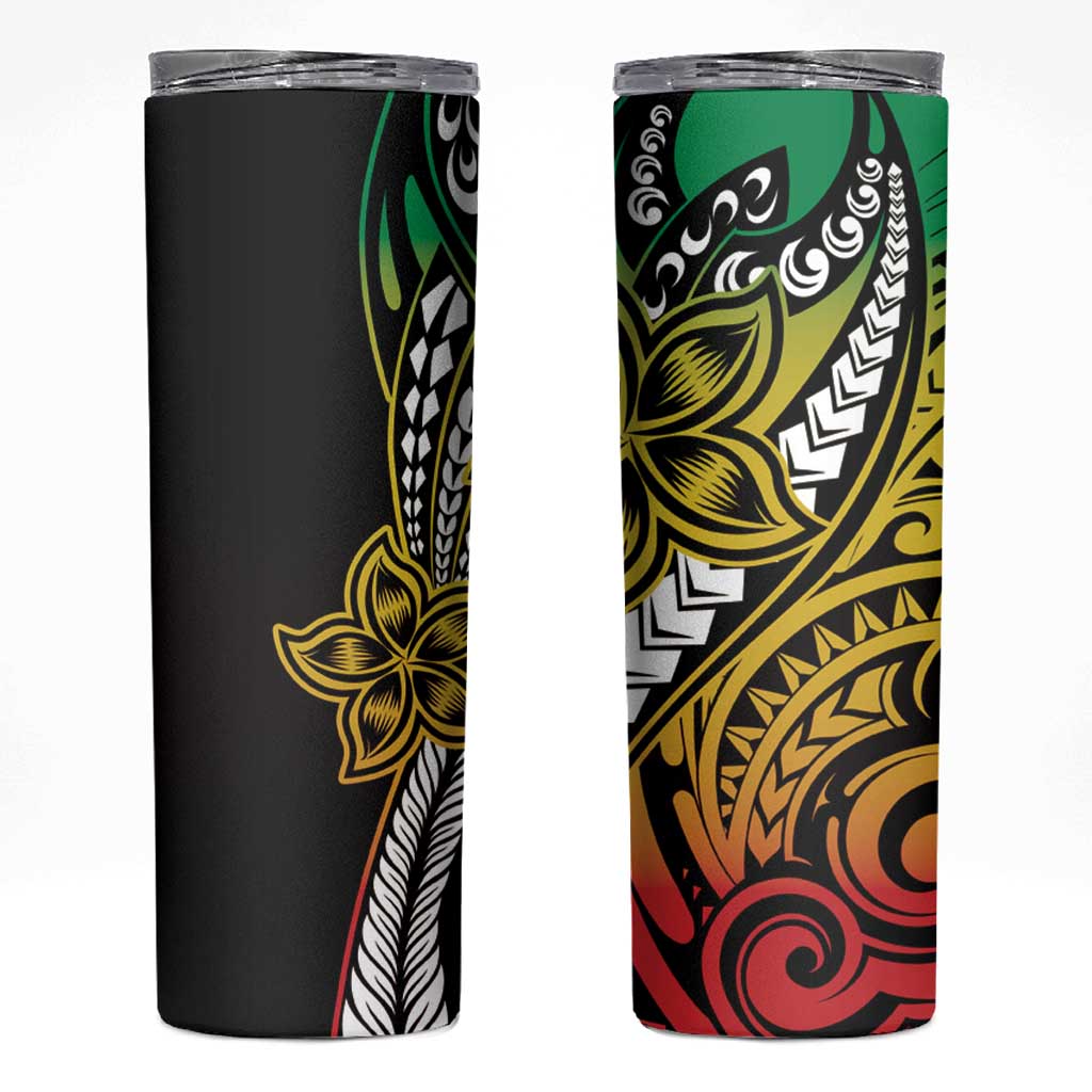 Polynesian Plumeria Floral Tattoo Pattern Skinny Tumbler Reggae Style LT9 Reggae - Polynesian Pride