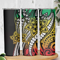 Polynesian Plumeria Floral Tattoo Pattern Skinny Tumbler Reggae Style LT9 - Polynesian Pride