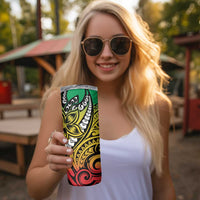 Polynesian Plumeria Floral Tattoo Pattern Skinny Tumbler Reggae Style LT9 - Polynesian Pride
