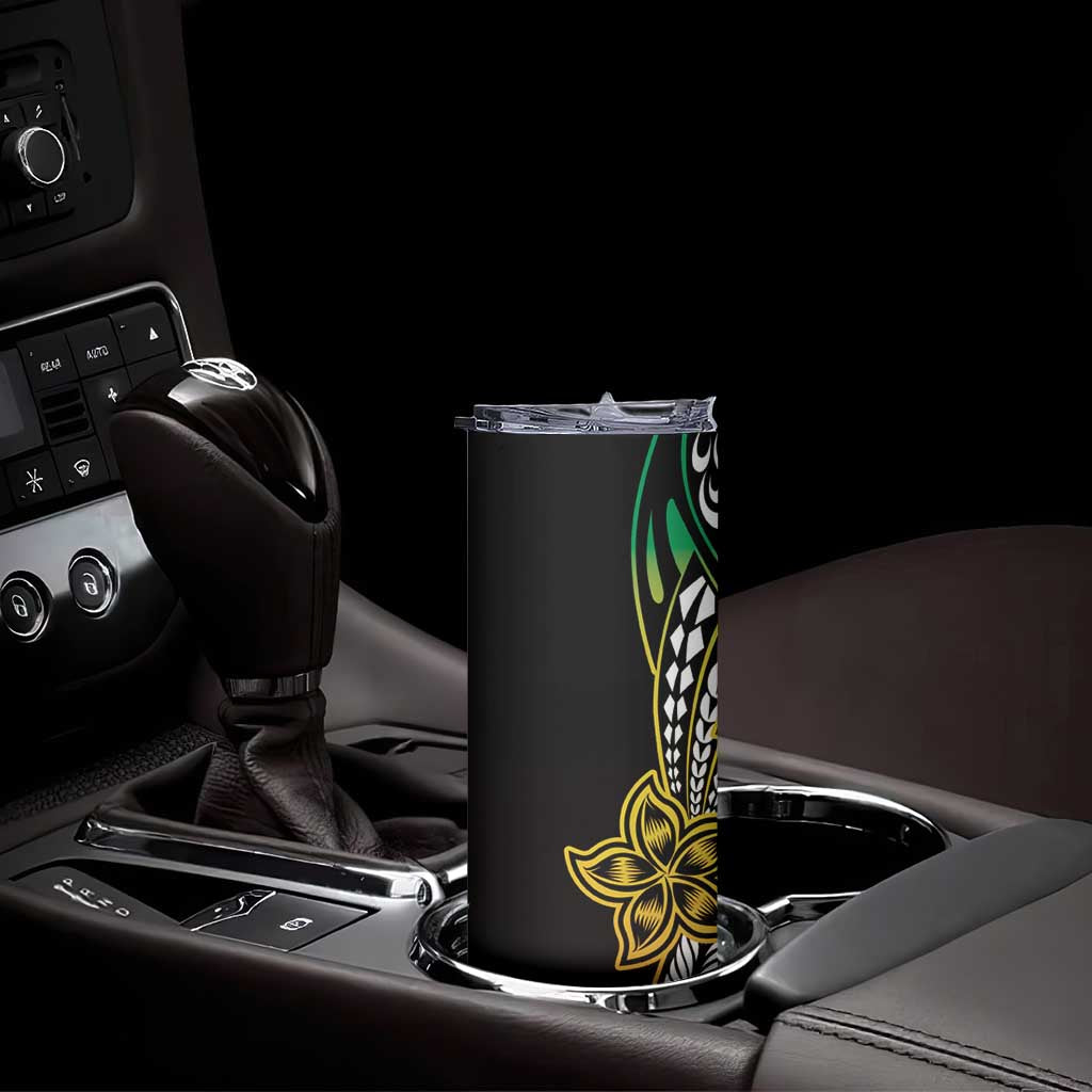 Polynesian Plumeria Floral Tattoo Pattern Skinny Tumbler Reggae Style LT9 - Polynesian Pride