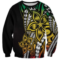 Polynesian Plumeria Floral Tattoo Pattern Sweatshirt Reggae Style