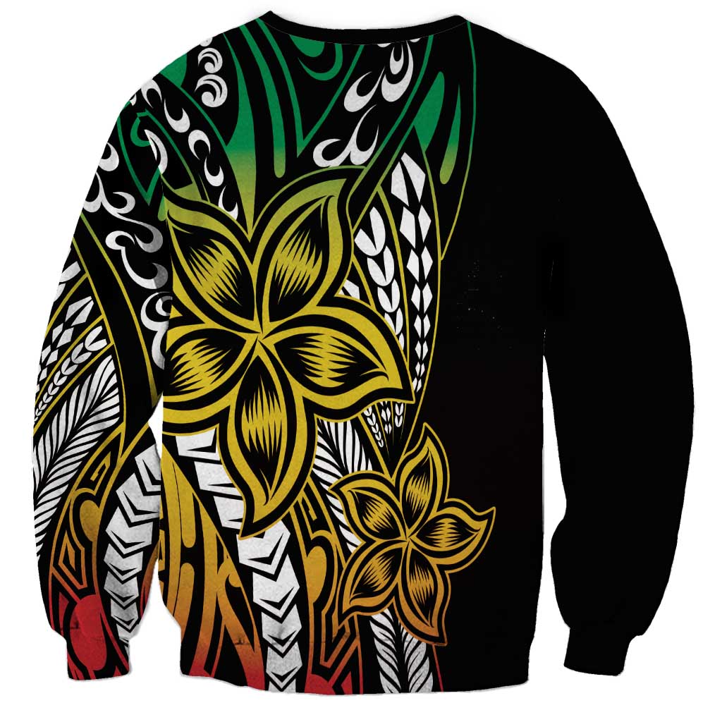 Polynesian Plumeria Floral Tattoo Pattern Sweatshirt Reggae Style