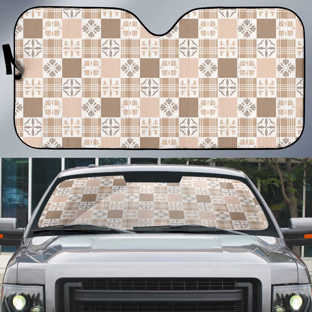Hawaiian Palaka Quilt Pattern Auto Sun Shade Hawaii Culture Bird of Paradise Exotic Motif - Polynesian Pride
