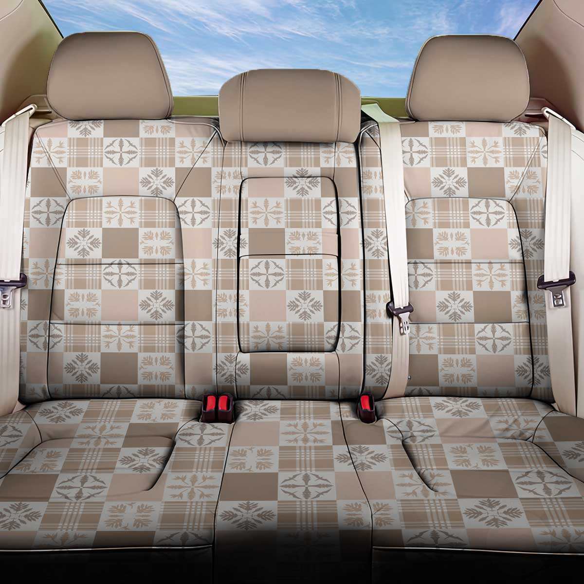 Hawaiian Palaka Quilt Pattern Back Car Seat Cover Hawaii Culture Bird of Paradise Exotic Motif - Polynesian Pride