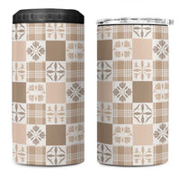 Hawaiian Palaka Quilt Pattern 4 in 1 Can Cooler Tumbler Hawaii Culture Bird of Paradise Exotic Motif LT9 One Size: 16 oz Beige - Polynesian Pride