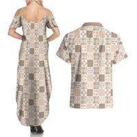 Hawaiian Palaka Quilt Pattern Couples Matching Summer Maxi Dress and Hawaiian Shirt Hawaii Culture Bird of Paradise Exotic Motif LT9 - Polynesian Pride