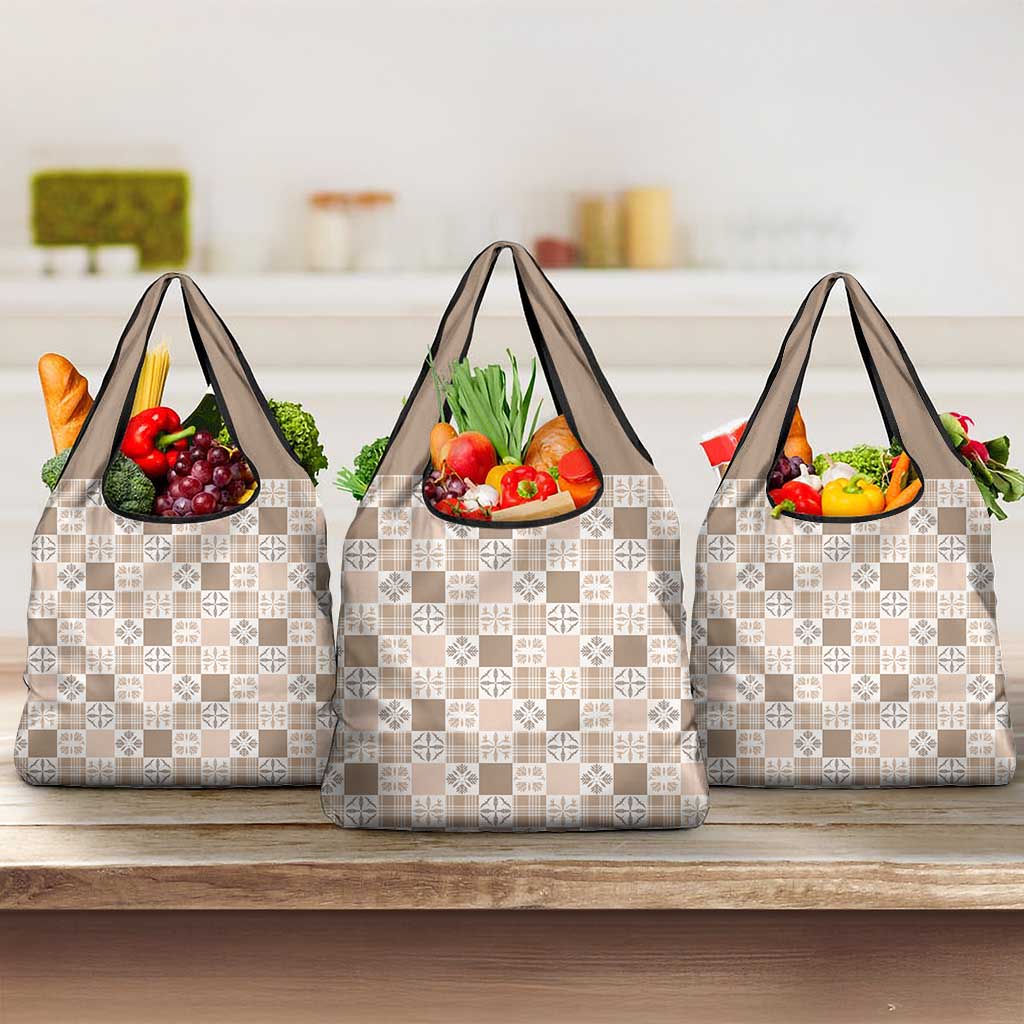 Hawaiian Palaka Quilt Pattern Grocery Bag Hawaii Culture Bird of Paradise Exotic Motif - Polynesian Pride