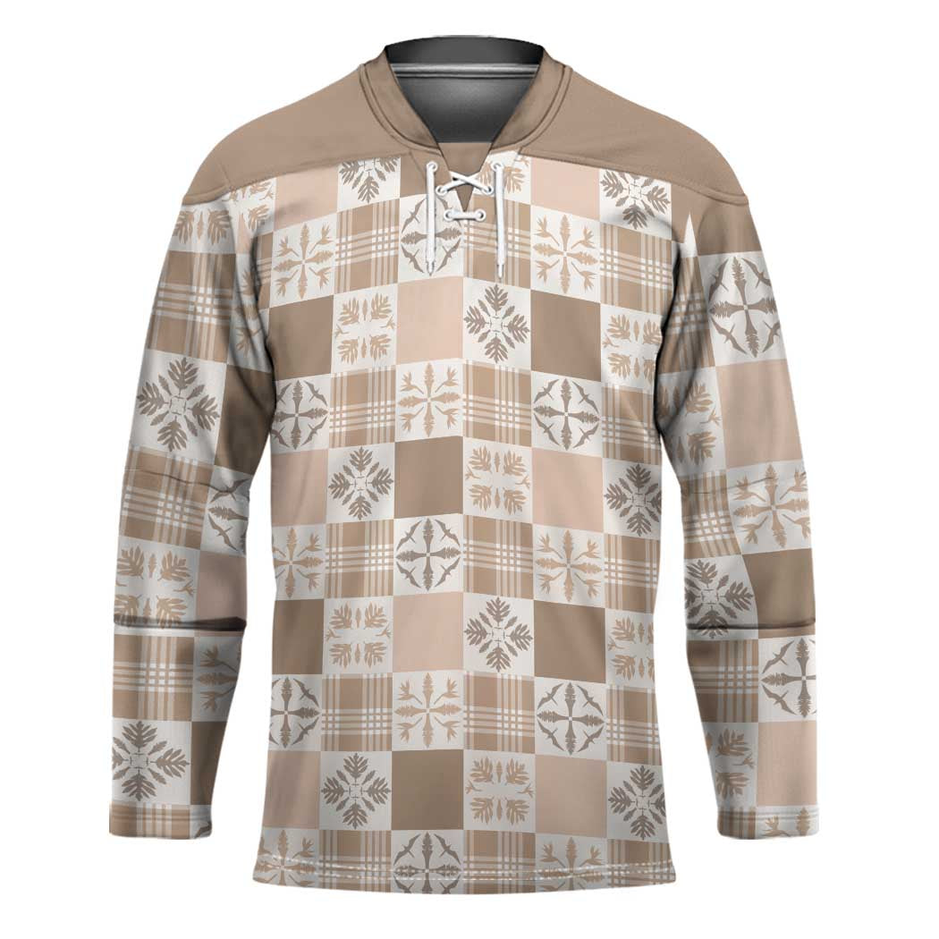 Hawaiian Palaka Quilt Pattern Hockey Jersey Hawaii Culture Bird of Paradise Exotic Motif - Polynesian Pride