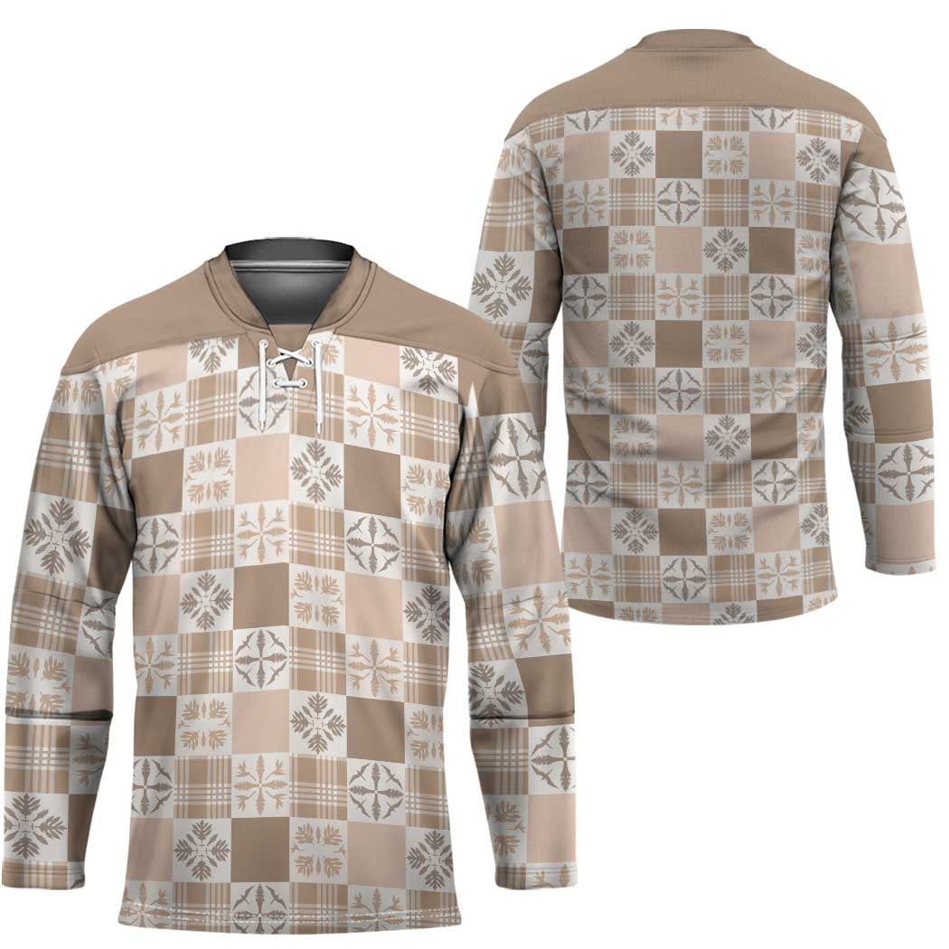 Hawaiian Palaka Quilt Pattern Hockey Jersey Hawaii Culture Bird of Paradise Exotic Motif - Polynesian Pride