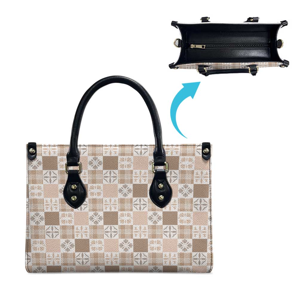 Hawaiian Palaka Quilt Pattern Leather Bag Hawaii Culture Bird of Paradise Exotic Motif - Polynesian Pride