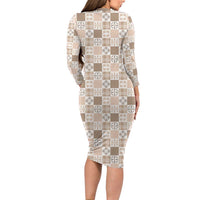 Hawaiian Palaka Quilt Pattern Long Sleeve Bodycon Dress Hawaii Culture Bird of Paradise Exotic Motif LT9 - Polynesian Pride