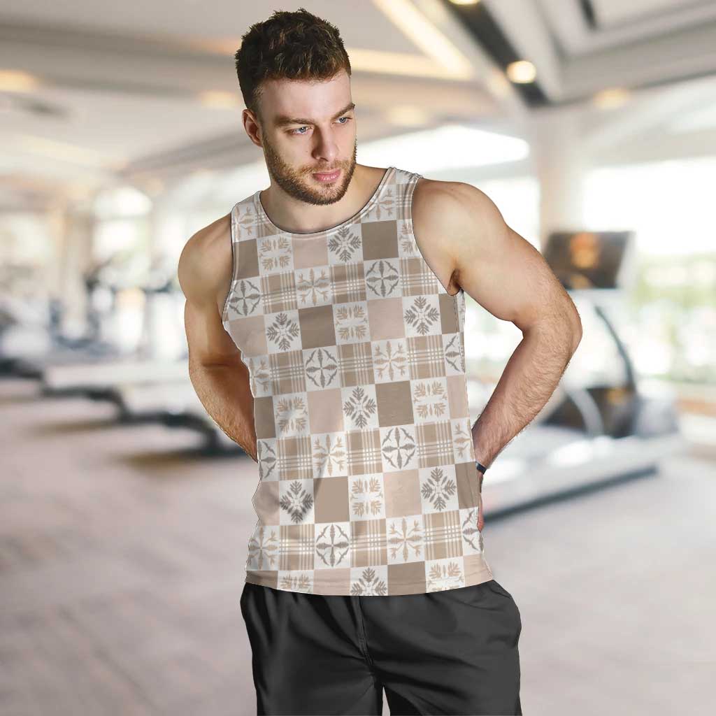 Hawaiian Palaka Quilt Pattern Men Tank Top Hawaii Culture Bird of Paradise Exotic Motif - Polynesian Pride