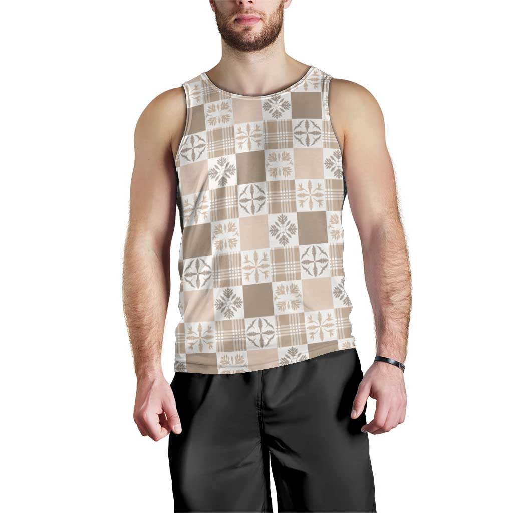 Hawaiian Palaka Quilt Pattern Men Tank Top Hawaii Culture Bird of Paradise Exotic Motif - Polynesian Pride