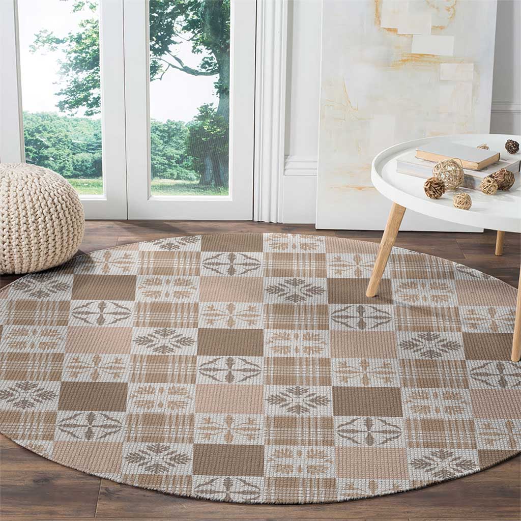 Hawaiian Palaka Quilt Pattern Round Carpet Hawaii Culture Bird of Paradise Exotic Motif - Polynesian Pride