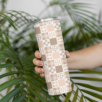 Hawaiian Palaka Quilt Pattern Skinny Tumbler Hawaii Culture Bird of Paradise Exotic Motif LT9 - Polynesian Pride