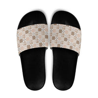 Hawaiian Palaka Quilt Pattern Slide Sandals Hawaii Culture Bird of Paradise Exotic Motif - Polynesian Pride