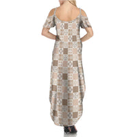 Hawaiian Palaka Quilt Pattern Summer Maxi Dress Hawaii Culture Bird of Paradise Exotic Motif - Polynesian Pride