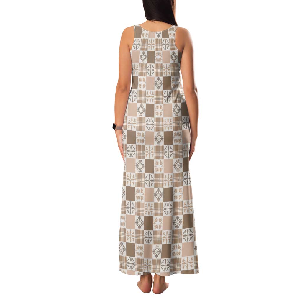 Hawaiian Palaka Quilt Pattern Tank Maxi Dress Hawaii Culture Bird of Paradise Exotic Motif - Polynesian Pride