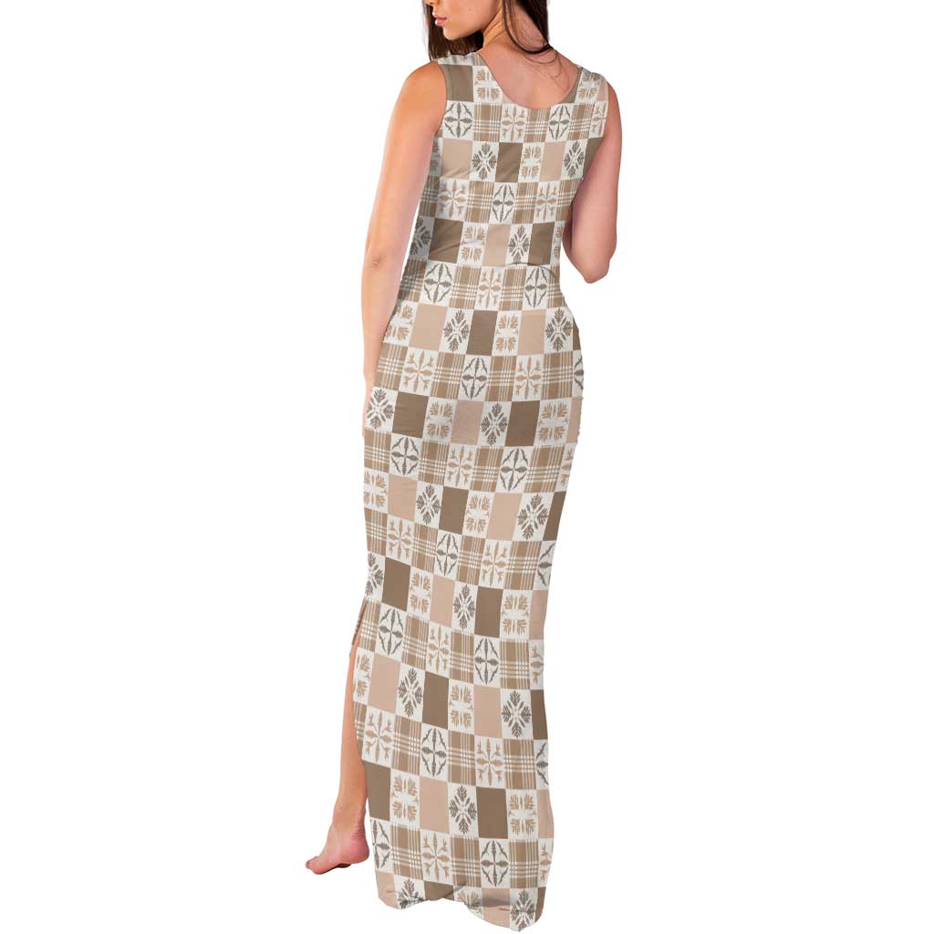 Hawaiian Palaka Quilt Pattern Tank Maxi Dress Hawaii Culture Bird of Paradise Exotic Motif - Polynesian Pride