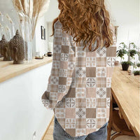 Hawaiian Palaka Quilt Pattern Women Casual Shirt Hawaii Culture Bird of Paradise Exotic Motif LT9 - Polynesian Pride