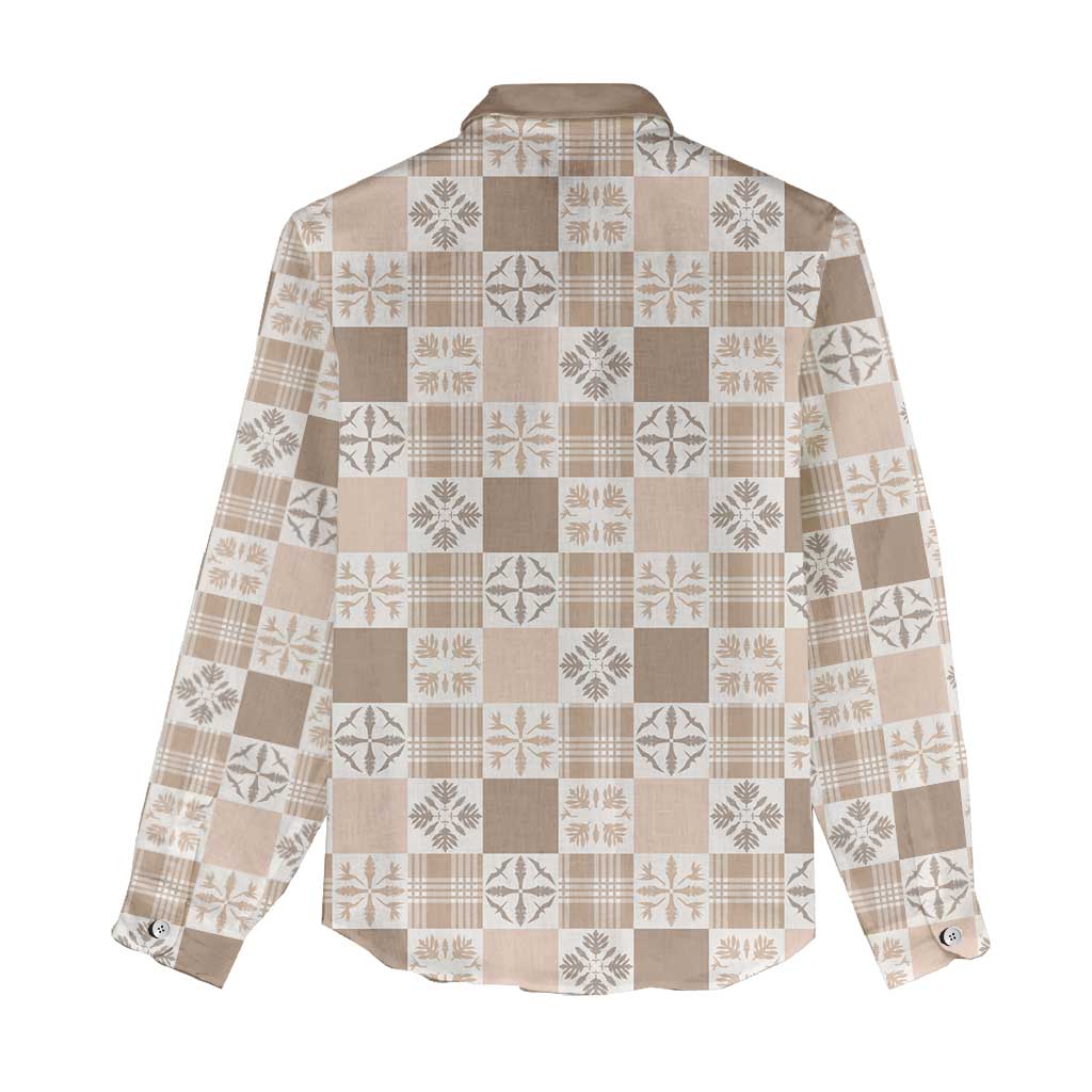 Hawaiian Palaka Quilt Pattern Women Casual Shirt Hawaii Culture Bird of Paradise Exotic Motif LT9 - Polynesian Pride