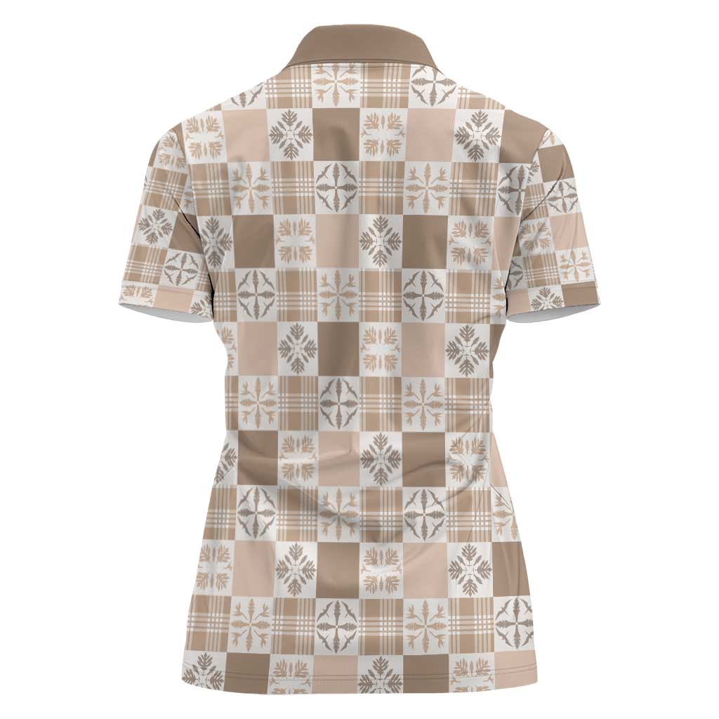Hawaiian Palaka Quilt Pattern Women Polo Shirt Hawaii Culture Bird of Paradise Exotic Motif LT9 - Polynesian Pride