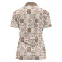 Hawaiian Palaka Quilt Pattern Women Polo Shirt Hawaii Culture Bird of Paradise Exotic Motif LT9 - Polynesian Pride