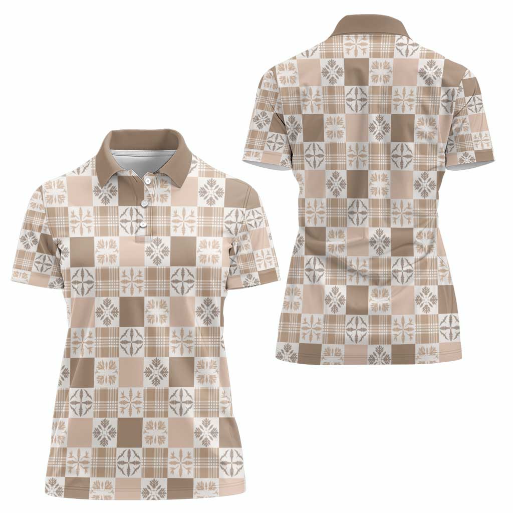 Hawaiian Palaka Quilt Pattern Women Polo Shirt Hawaii Culture Bird of Paradise Exotic Motif LT9 - Polynesian Pride