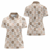 Hawaiian Palaka Quilt Pattern Women Polo Shirt Hawaii Culture Bird of Paradise Exotic Motif LT9 - Polynesian Pride