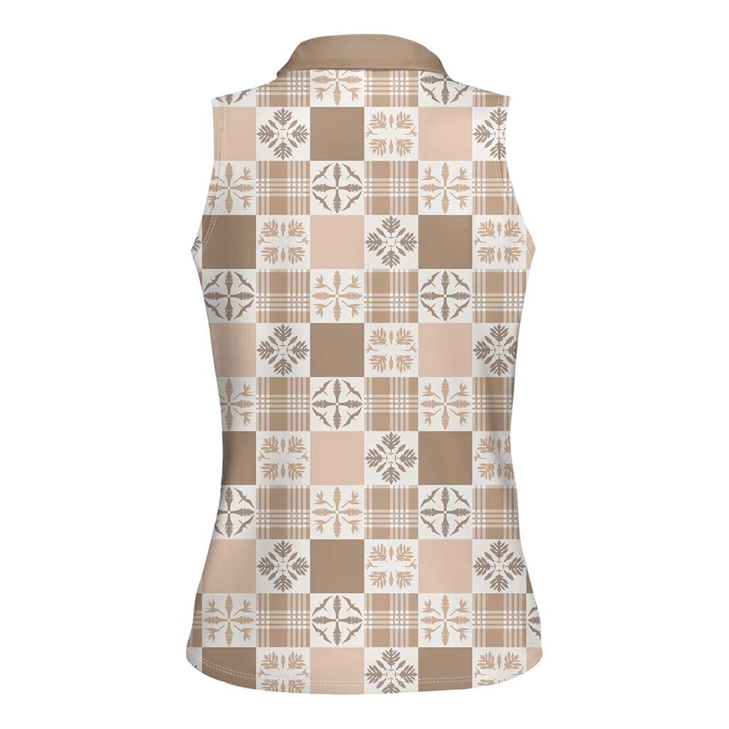 Hawaiian Palaka Quilt Pattern Women Sleeveless Polo Shirt Hawaii Culture Bird of Paradise Exotic Motif LT9 - Polynesian Pride