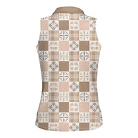 Hawaiian Palaka Quilt Pattern Women Sleeveless Polo Shirt Hawaii Culture Bird of Paradise Exotic Motif LT9 - Polynesian Pride