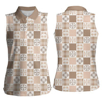 Hawaiian Palaka Quilt Pattern Women Sleeveless Polo Shirt Hawaii Culture Bird of Paradise Exotic Motif LT9 - Polynesian Pride