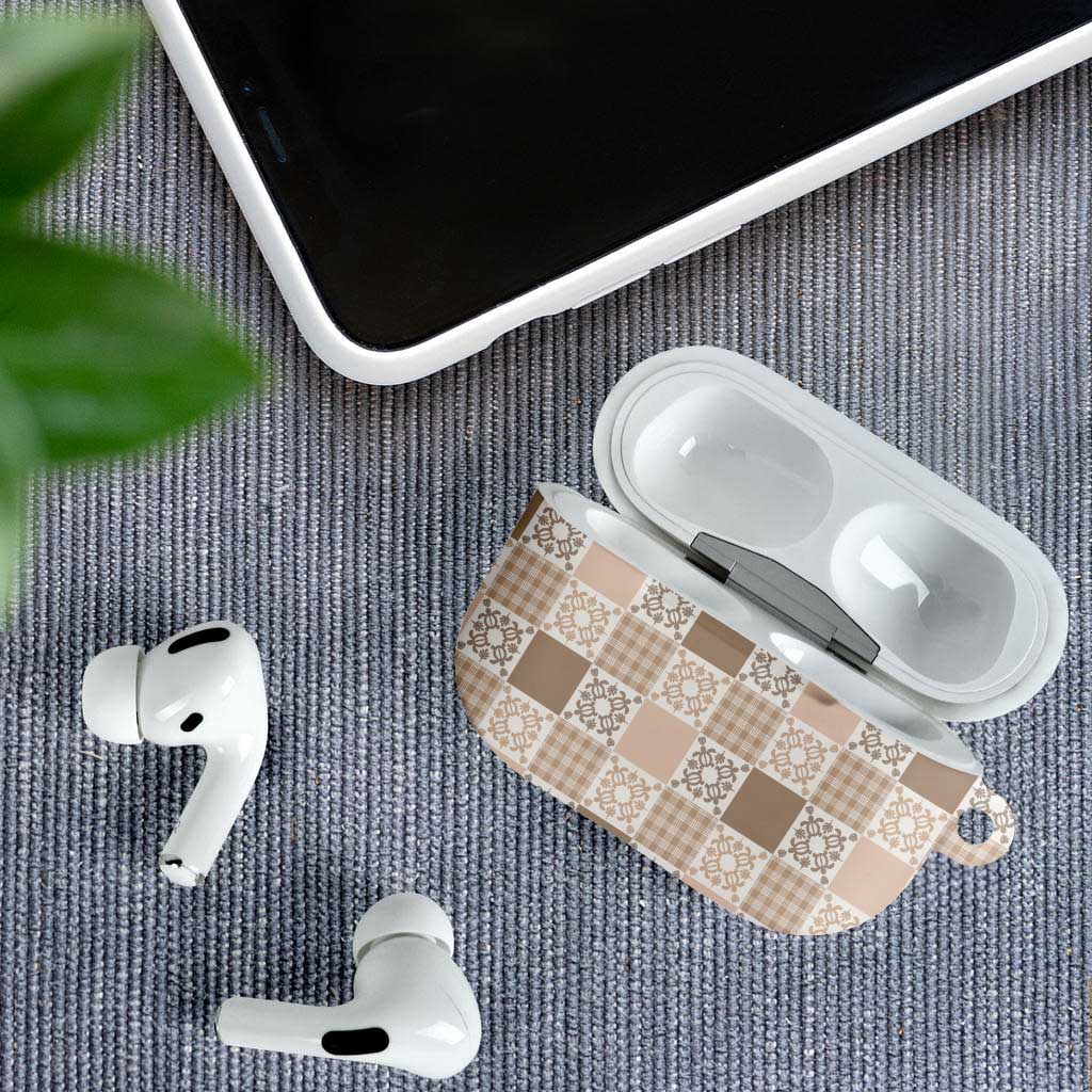 Hawaiian Palaka Quilt Pattern AirPods Case Hawaii Culture Honu Turtle - Polynesian Pride