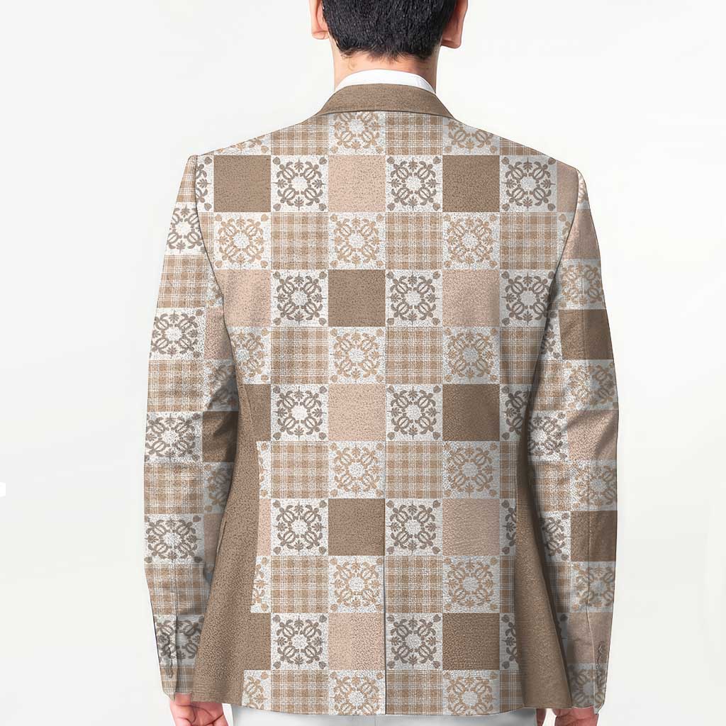 Hawaiian Palaka Quilt Pattern Blazer Hawaii Culture Honu Turtle - Polynesian Pride
