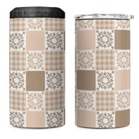 Hawaiian Palaka Quilt Pattern 4 in 1 Can Cooler Tumbler Hawaii Culture Honu Turtle LT9 One Size: 16 oz Beige - Polynesian Pride